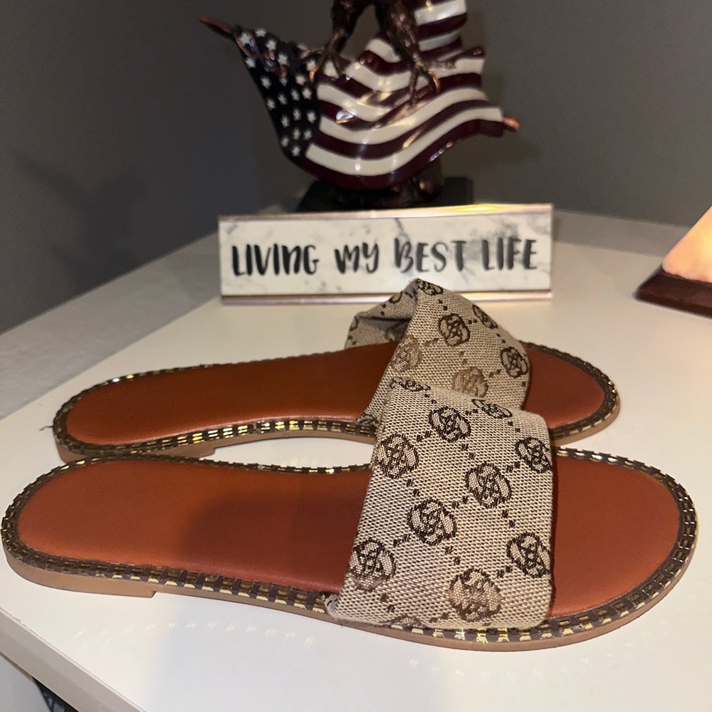 Tan Slide Sandals - Picture 3 of 5